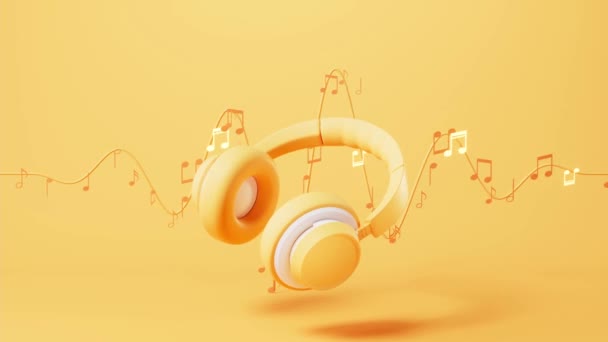 Headphones Gaming Headset Rendering Listening Audio Electronic Device — Vídeo de stock