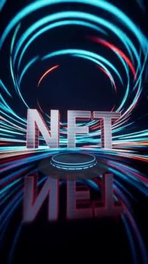 NFT concept with spin lines effect background, 3d rendering.