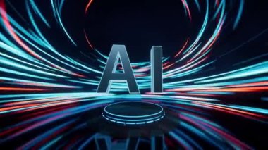 Spin çizgilerine sahip yapay zeka kavramı arka plan, 3d oluşturma.