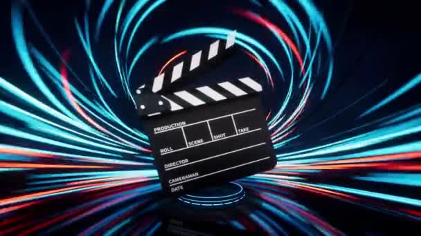 Clapper Board Spin Lines Effect Background Rendering — Wideo stockowe