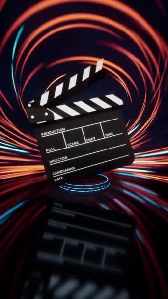 Clapper Board Spin Lines Effect Background Rendering — Wideo stockowe