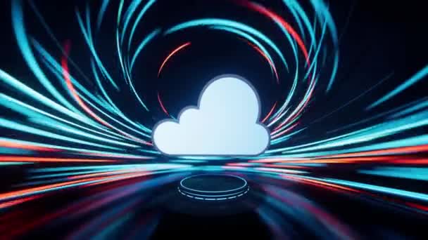 Cloud Computing Spin Lines Effect Background Rendering — Stock video