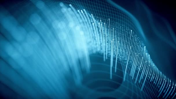 Cyberspace Glowing Wave Lines Rendering — Stok video