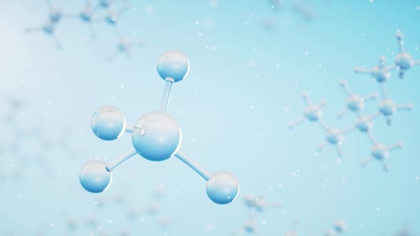 Chemische Molecule Met Blauwe Achtergrond Rendering — Stockvideo