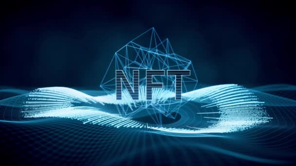 Nft Concetto Gettoni Non Fungibili Con Linee Digitali Rendering — Video Stock