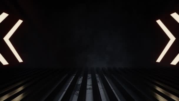 Темна Будівля Неоновим Освітленням Візуалізація — стокове відео