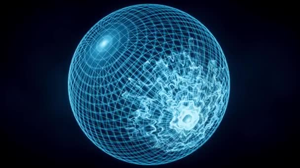 Partículas Onda Con Forma Esfera Representación — Vídeo de stock