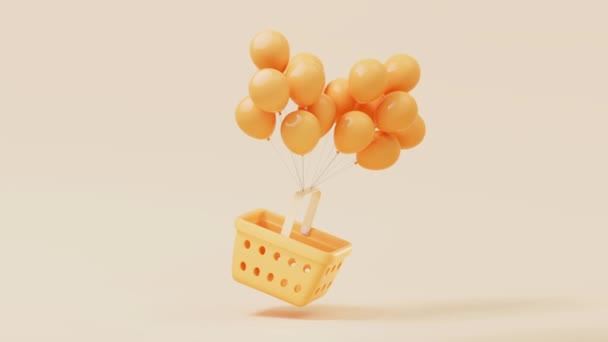 Bucle Animación Cesta Compra Con Globos Renderizado — Vídeo de stock