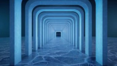 Tünelde ilerlerken buz yüzeyinde 3 boyutlu görüntüler var..