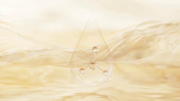 水滴中の分子 3Dレンダリング — ストック動画