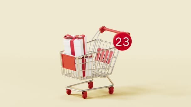 Carrello Con Conteggio Dei Numeri Rendering — Video Stock