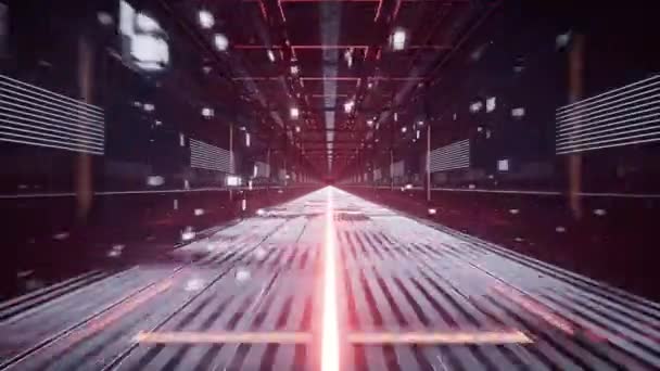 Going Forward Digital Cyberspace Sci Concept Tunnel Rendering — Stock Video