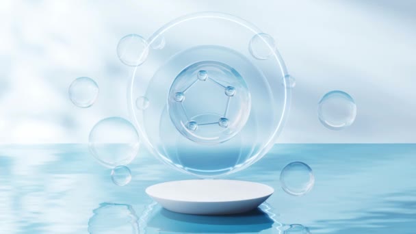 Molécula Con Fondo Superficie Agua Renderizado — Vídeos de Stock