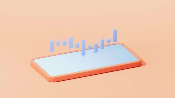 Bar Graph Growth Trend Rendering — Stock Video