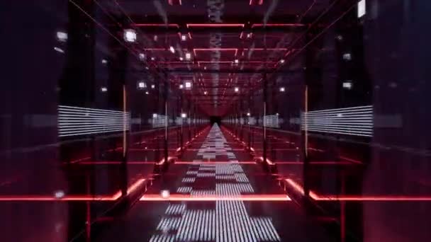 Просуваючись Вперед Цифровому Кіберпросторі Науково Фантастичному Концептуальному Тунелі Рендерингу — стокове відео