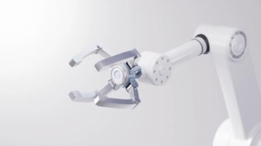 Beyaz arkaplanlı mekanik kol, 3D görüntüleme.