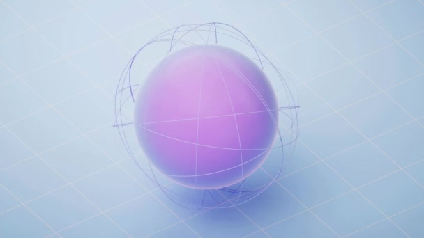 Loop Animation Cartoon Planet Sphere Lines Surrounding Rendering — стоковое видео