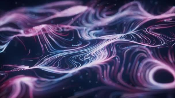 Wave Particles Lines Swirling Pattern Rendering — Vídeo de stock