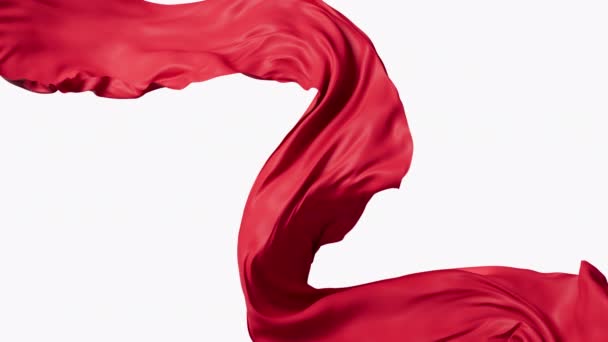 Flowing Red Wave Cloth Alpha Channel Rendering — Vídeos de Stock