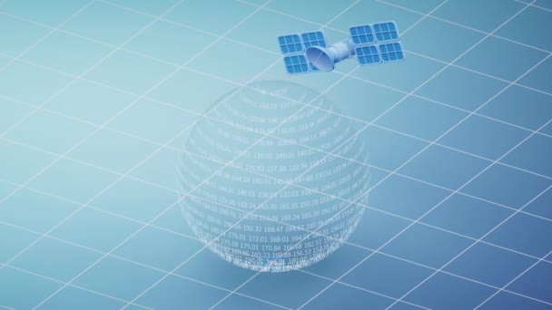 Transparent Data Sphere Satellite Rendering — Vídeo de Stock