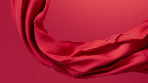 Flowing Red Wave Cloth Rendering — стоковое видео