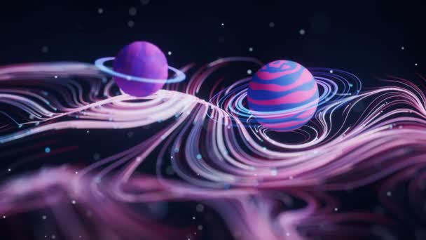 Weltraum Planet Mit Wellenmuster Hintergrund Darstellung — Stockvideo