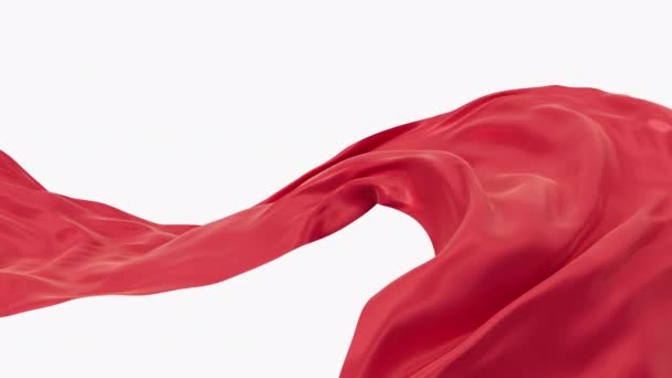 Flowing Red Wave Cloth Alpha Channel Rendering — Stockvideo