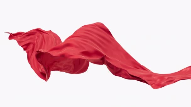 Flowing Red Wave Cloth Alpha Channel Rendering — Stockvideo