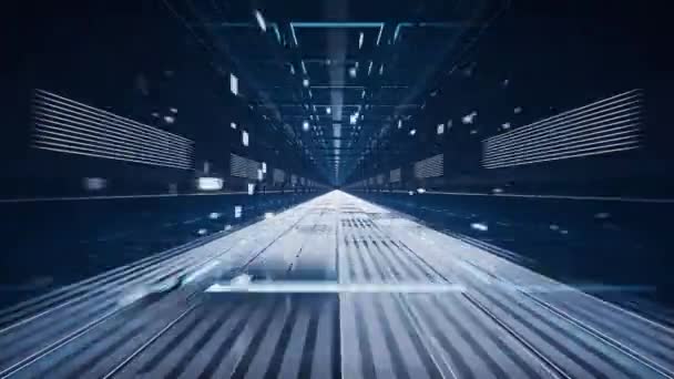 Durchquerung Des Digitalen Cyberspace Science Fiction Konzepttunnel Rendering — Stockvideo