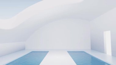 Empty room with water inside, 3d rendering.