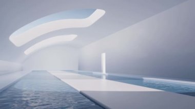 Empty room with water inside, 3d rendering.