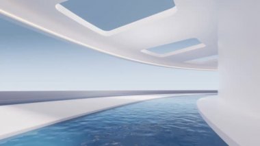 Empty room with water inside, 3d rendering.