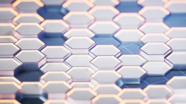 Metallic hexagon material background, 3d rendering.