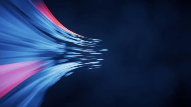 Flowing curves with glowing neon lines, 3d rendering.