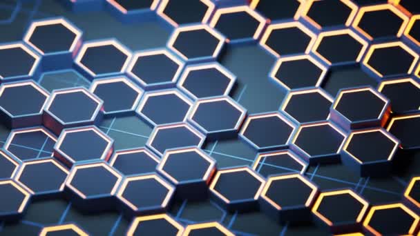 Metallic Hexagon Material Background Rendering — Stockvideo