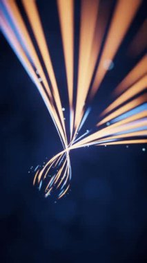 Flowing curves with glowing neon lines, 3d rendering.