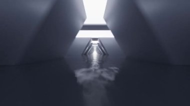 Fütürist biçimli boş tünel, 3D görüntüleme.