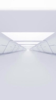 En sonunda alfa kanalı olan boş beyaz tünel, 3D görüntüleme.