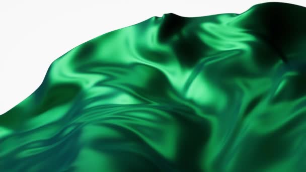 流动的绿布背景 3D渲染 — 图库视频影像