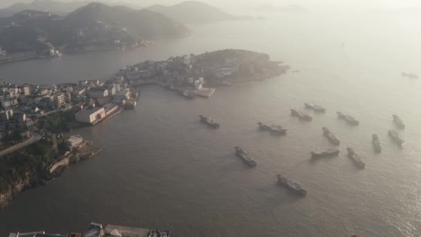 Παραθαλάσσιο Λιμάνι Κατοικίες Γύρω Στο Taizhou Zhejiang — Αρχείο Βίντεο