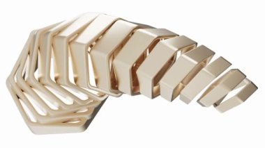 Altıgen şekilli metal çerçeve, 3D görüntüleme.