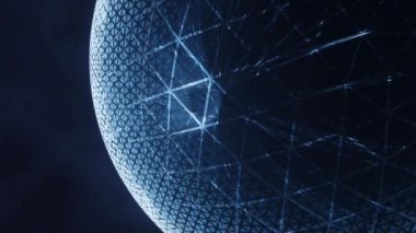 Parlayan çizgilere sahip dijital küre yapısı, 3d biçimlendirmesi.
