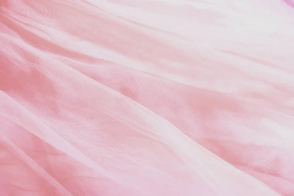 Vacker Naken Rosa Tyll Med Glänsande Pärlor Bakgrund Draped Bakgrund — Stockfoto