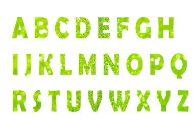 Beyaz arka planda İngiliz alfabesi. Parlak alfabeyi özetle