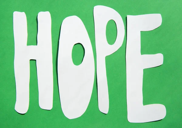 Paper Art Word Hope Bright Green Background Contrasting Shadows Paper — Stock Photo, Image