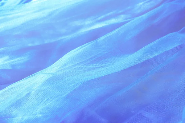 Beau Tulle Bleu Avec Fond Perles Brillantes Drapé Fond Tissu — Photo