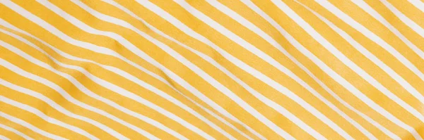 Mooie Gele Stof Met Witte Strepen Achtergrond Draped Achtergrond Van — Stockfoto