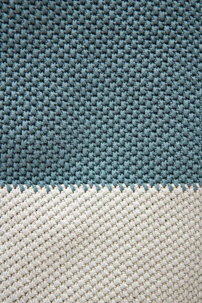 Beautiful Knitted Grey White Fabric Background Copy Space Needlework Background — Stok fotoğraf
