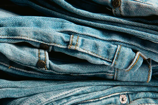 Jeans Neri Sfondo Astratto Sfondo Drappeggiato Tessuto Jeans Classico Texture — Foto Stock