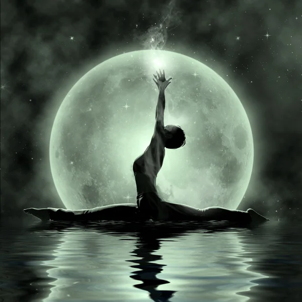 Yoga magique - Méditation au clair de lune — Photo